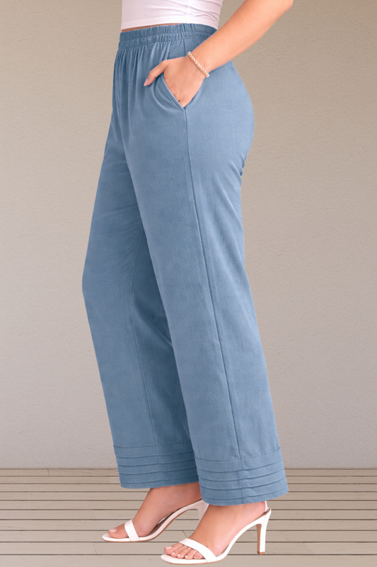 Powder Blue Pintuked Cotton Palazzo