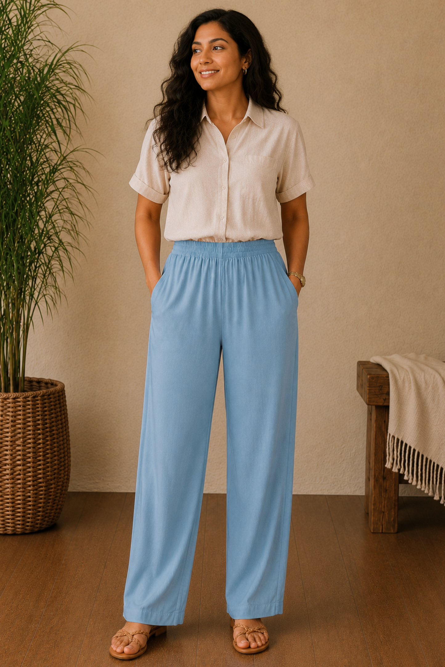 Powder Blue Rayon Kurti Pant