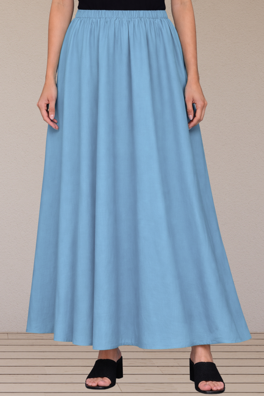 Powder Blue Rayon Long Skirt