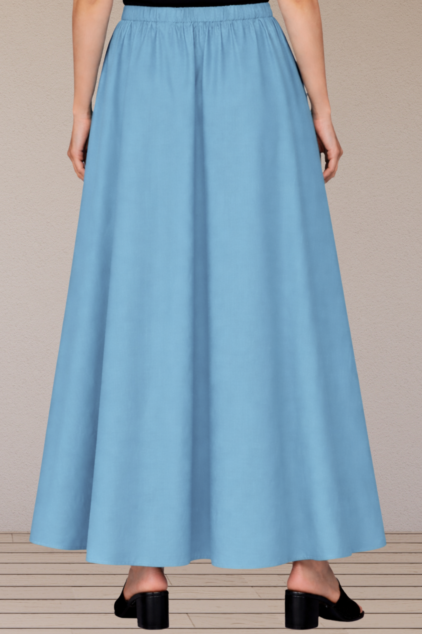 Powder Blue Rayon Long Skirt