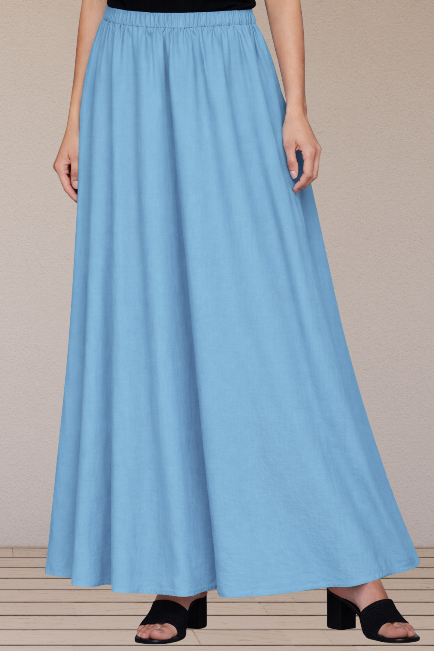 Powder Blue Rayon Long Skirt