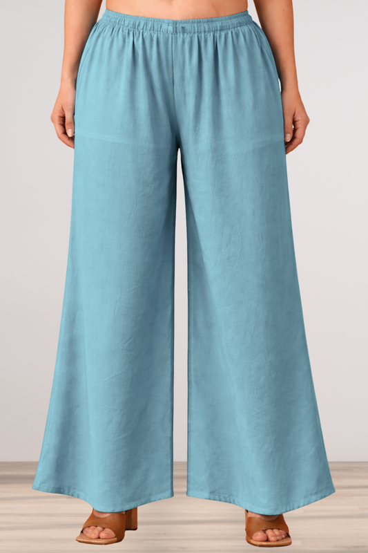 Powder Blue Rayon Loose Palazzo