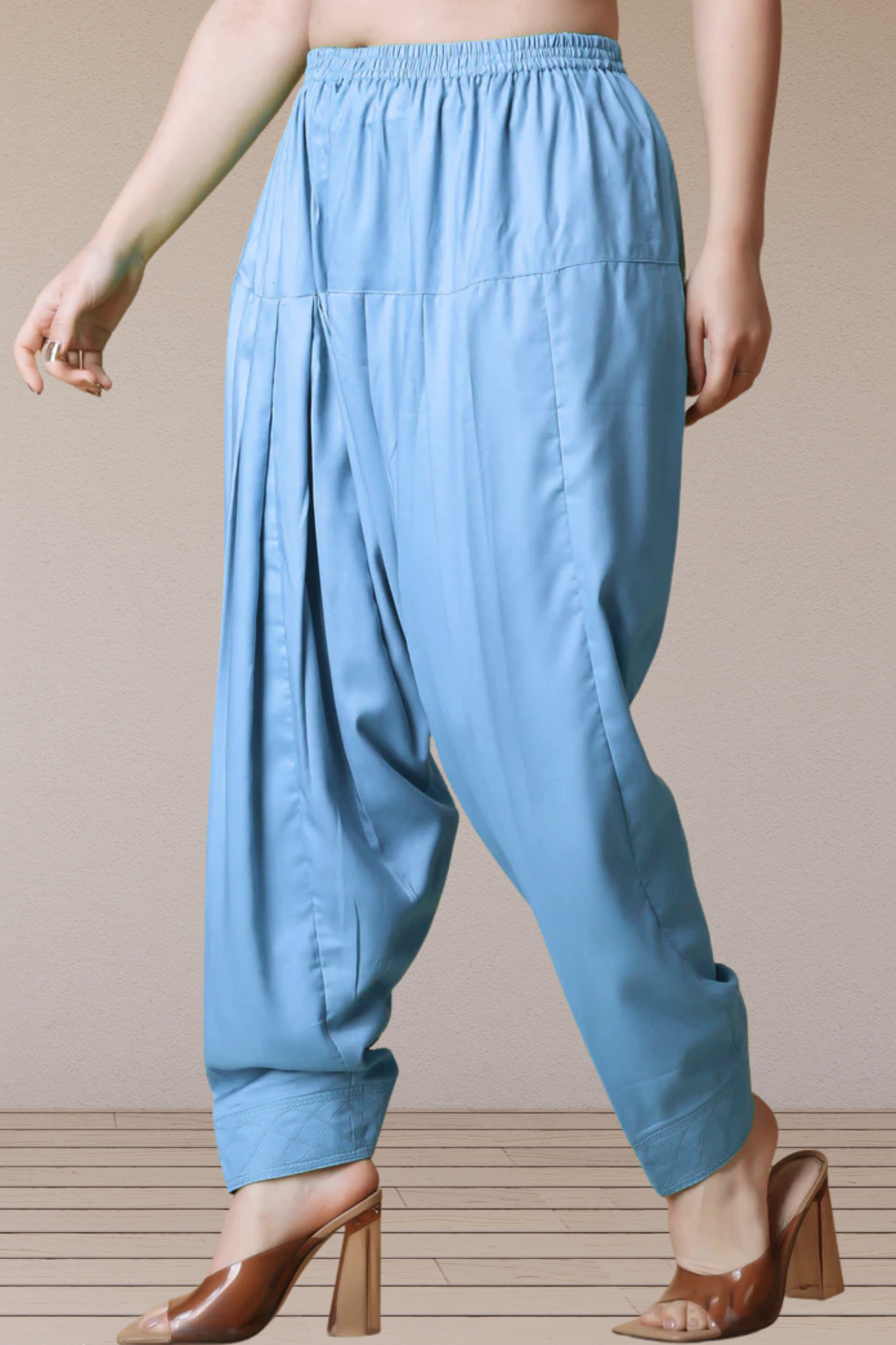Powder Blue Rayon Pleated Salwar
