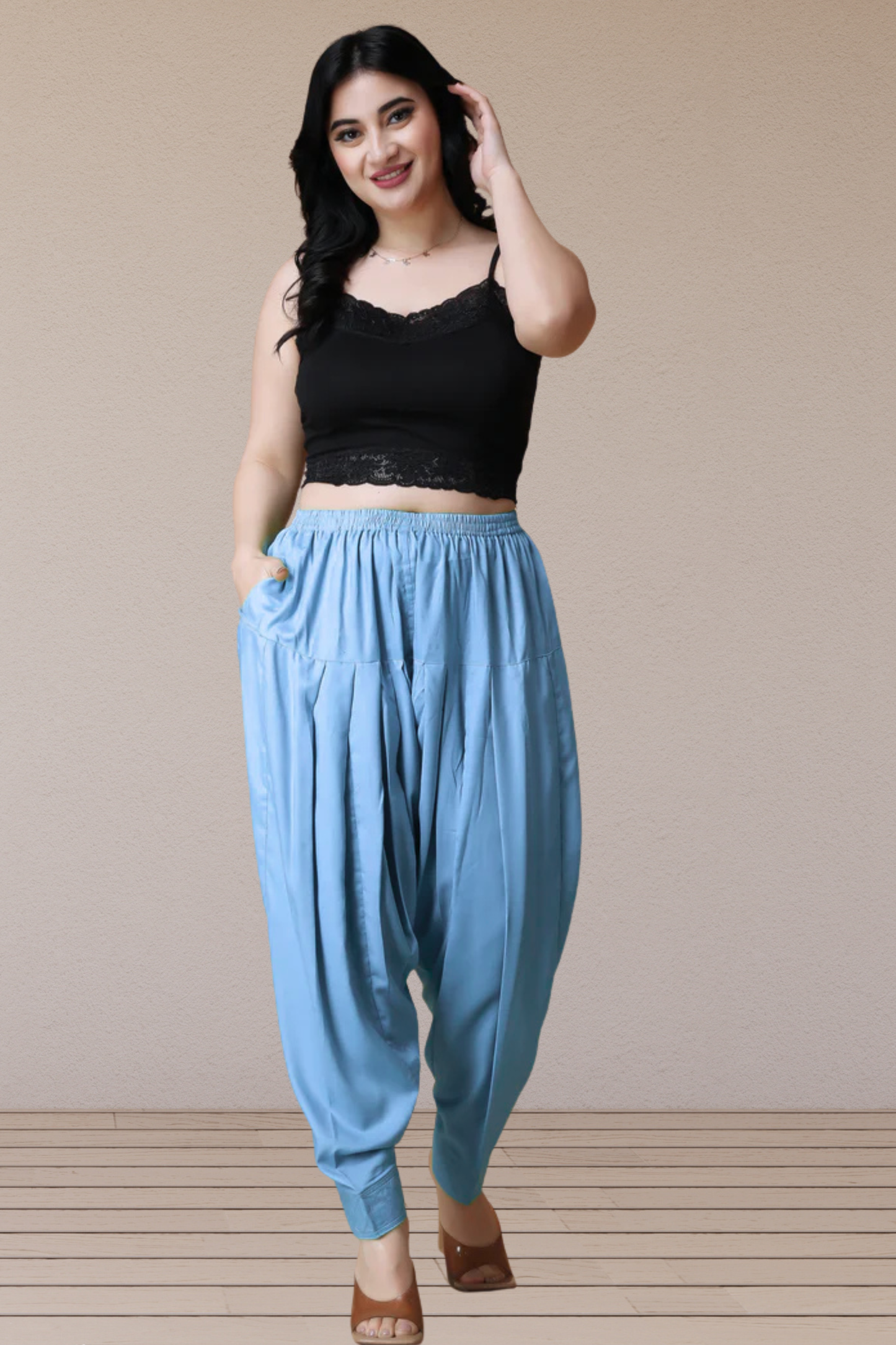 Powder Blue Rayon Pleated Salwar