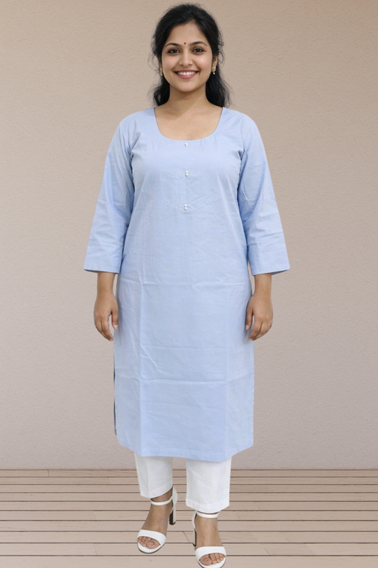 Powder Blue Straight Kurta