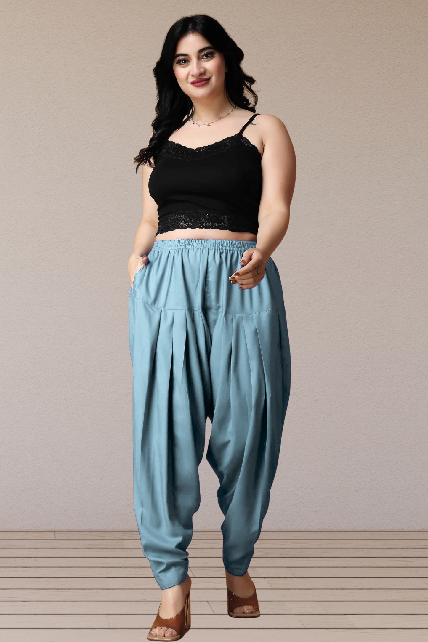 Powder Blue Straight Rayon Salwar Pants