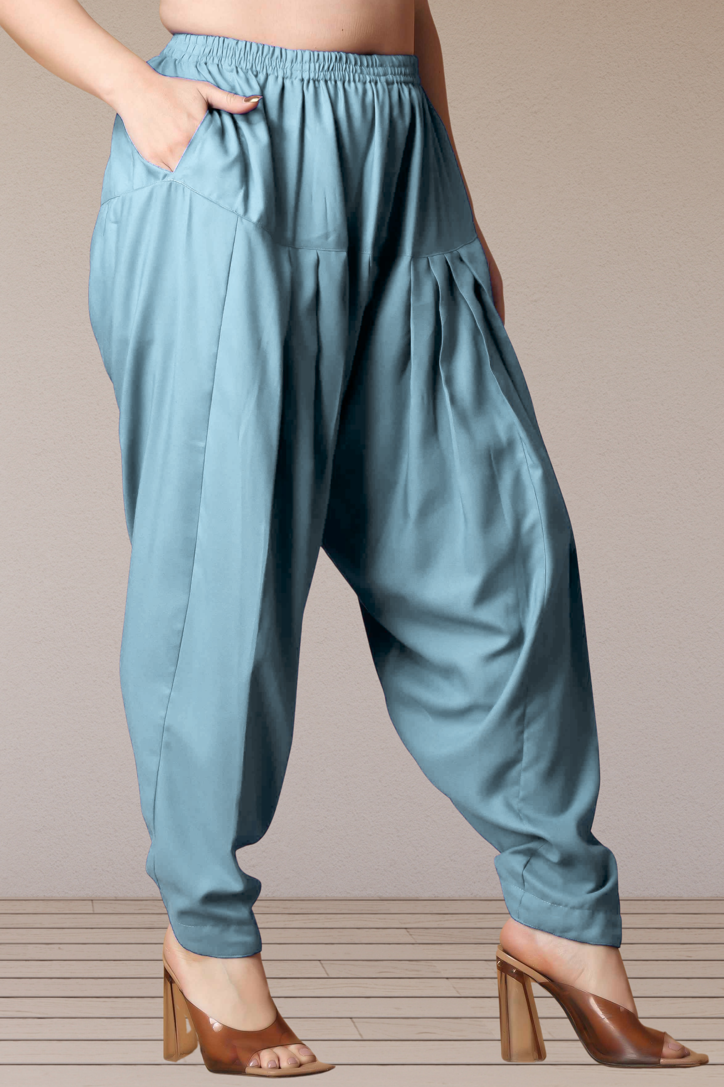 Powder Blue Straight Rayon Salwar Pants