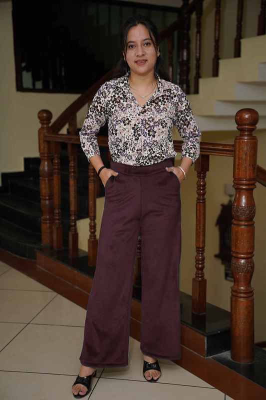 Deep Wine Velvet Fleece Pants