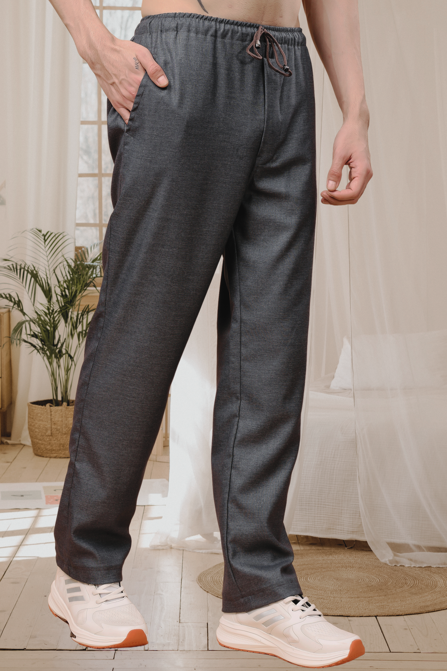 Black Textured Stretch Cargo