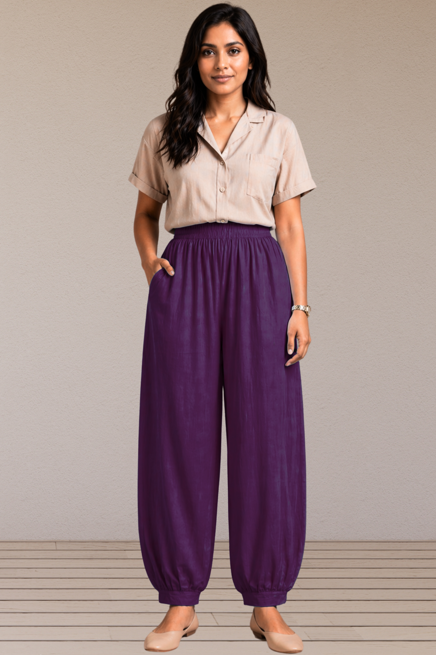 Purple Cotton Afghani Pants