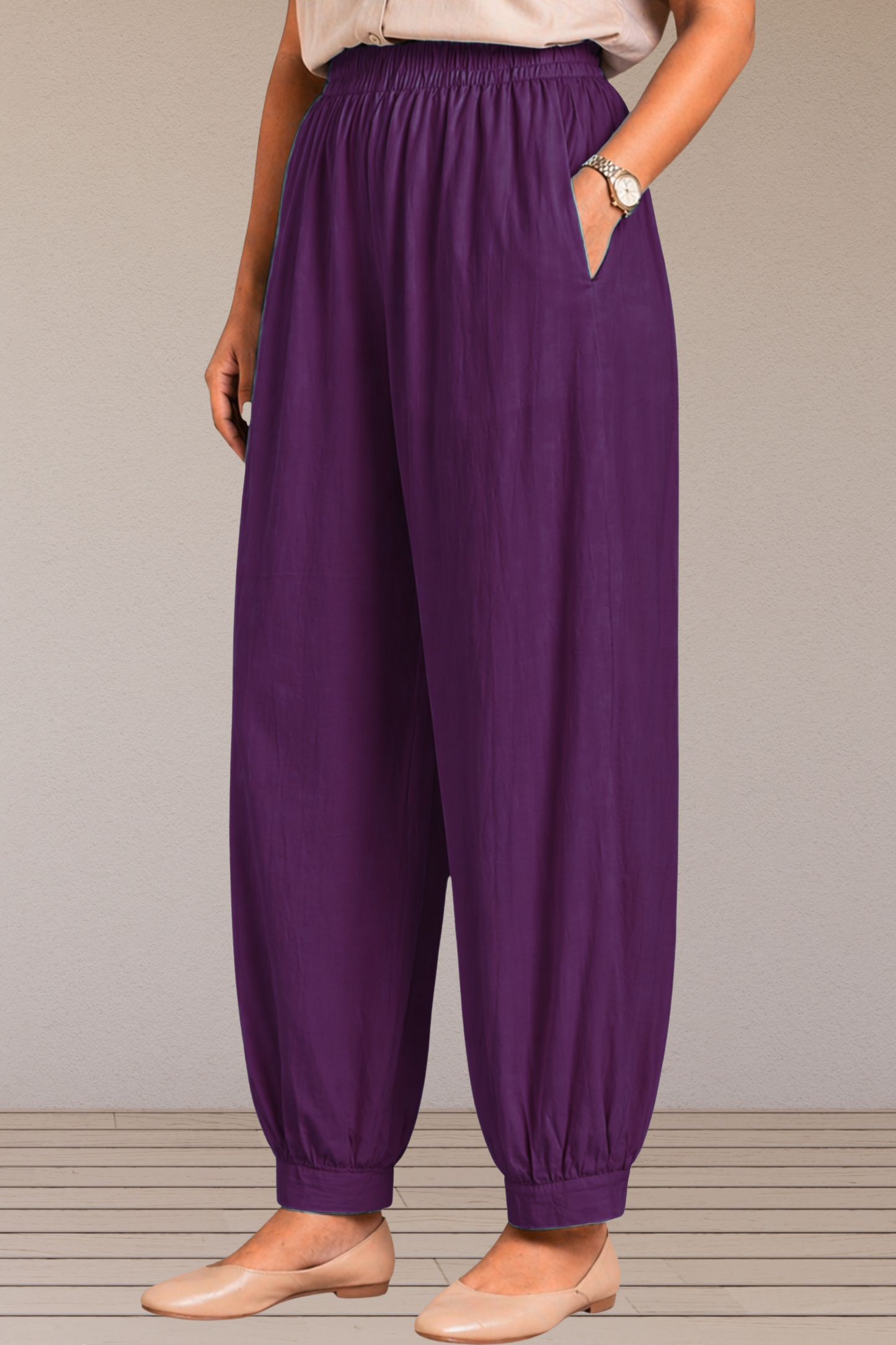Purple Cotton Afghani Pants