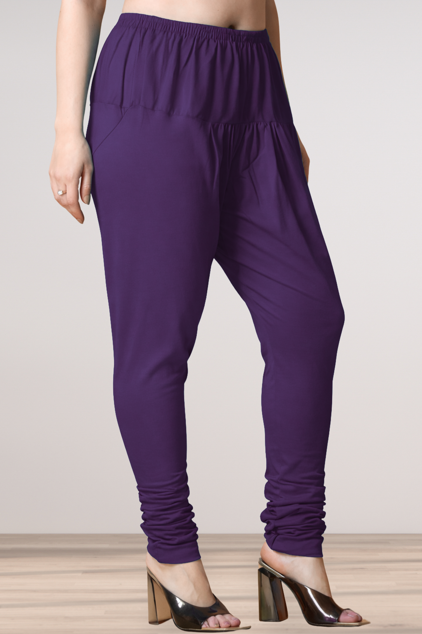 Purple Cotton Churidar Pants