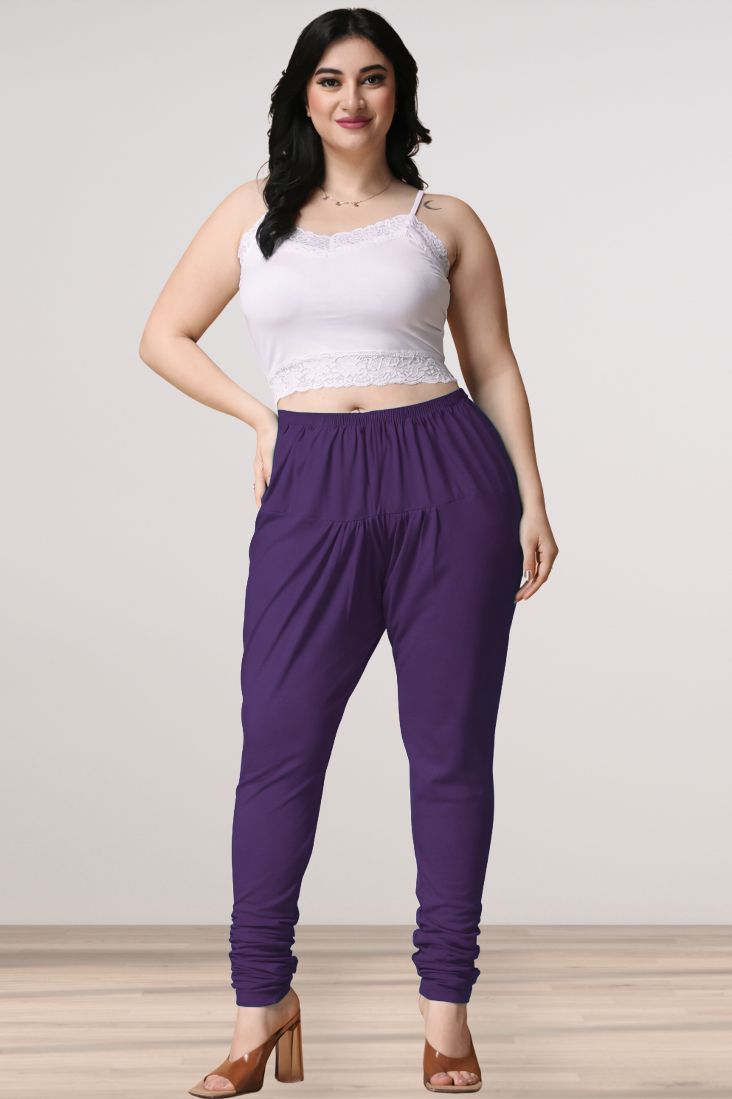 Purple Cotton Churidar Pants