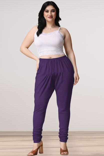 Purple Cotton Churidar Pants