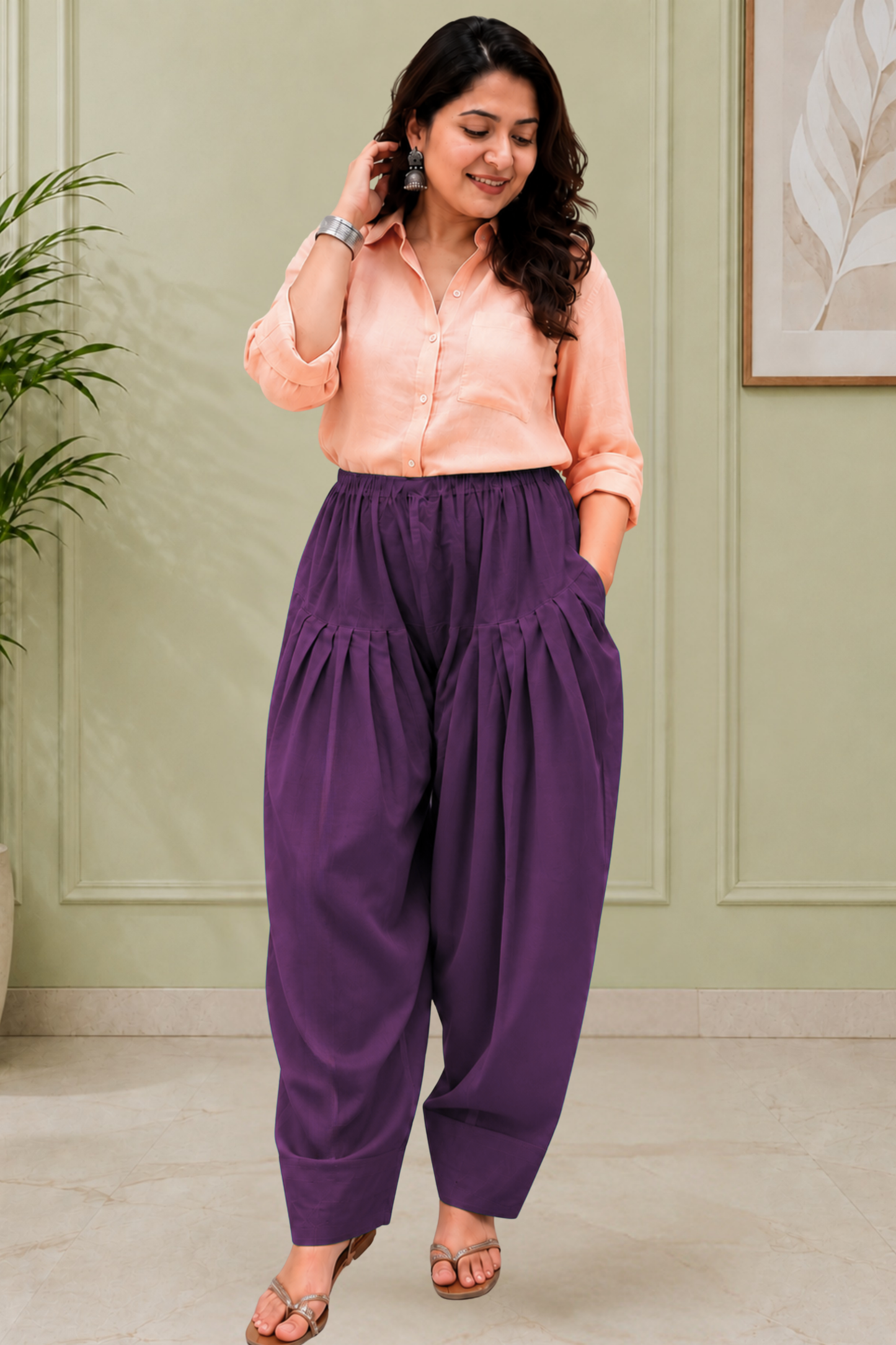 Purple Cotton Farshi Salwar