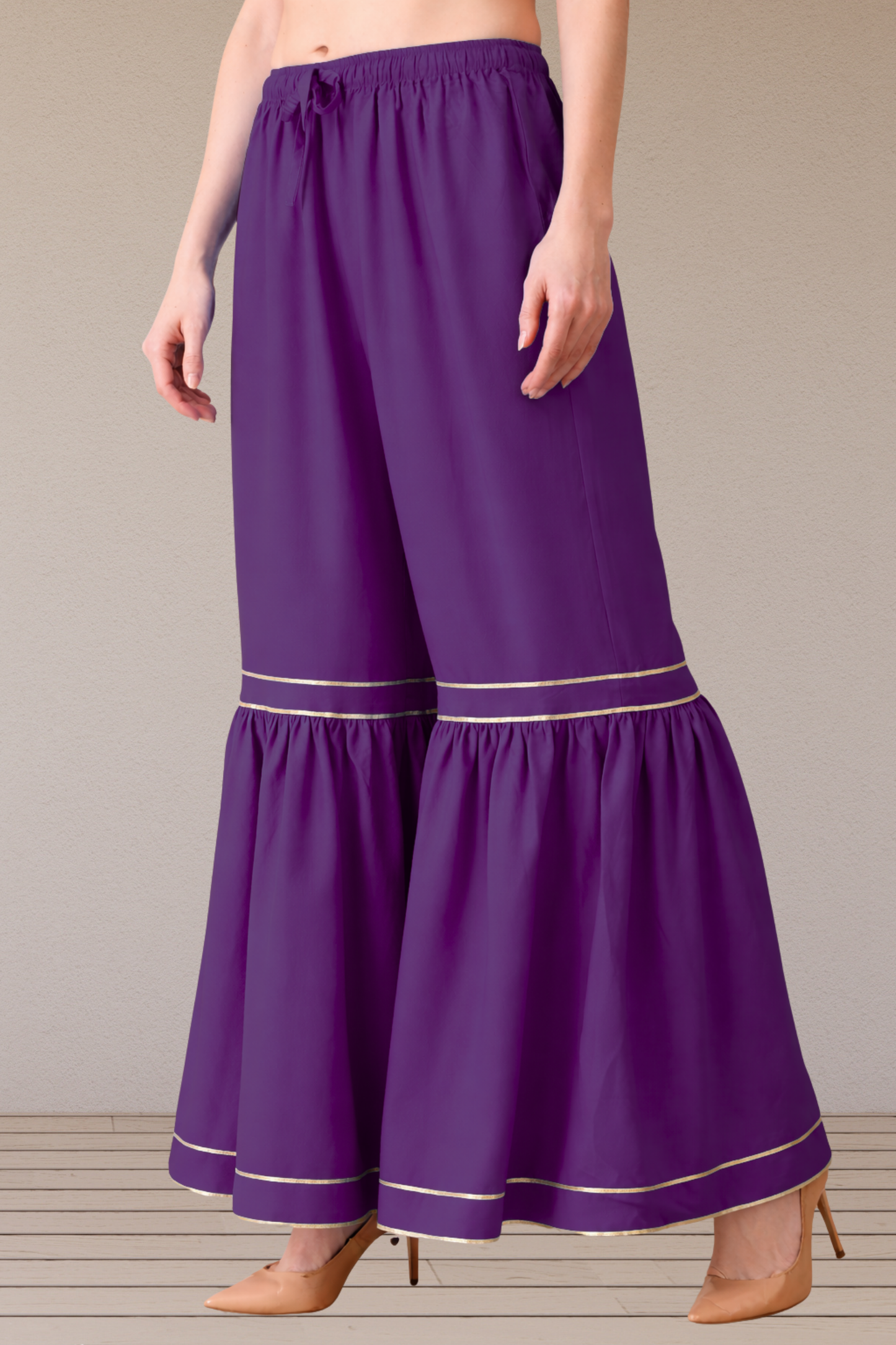Purple Frilled Rayon Sharara