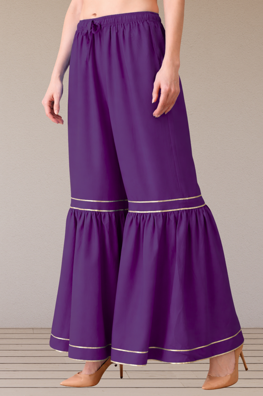 Purple Frilled Rayon Sharara