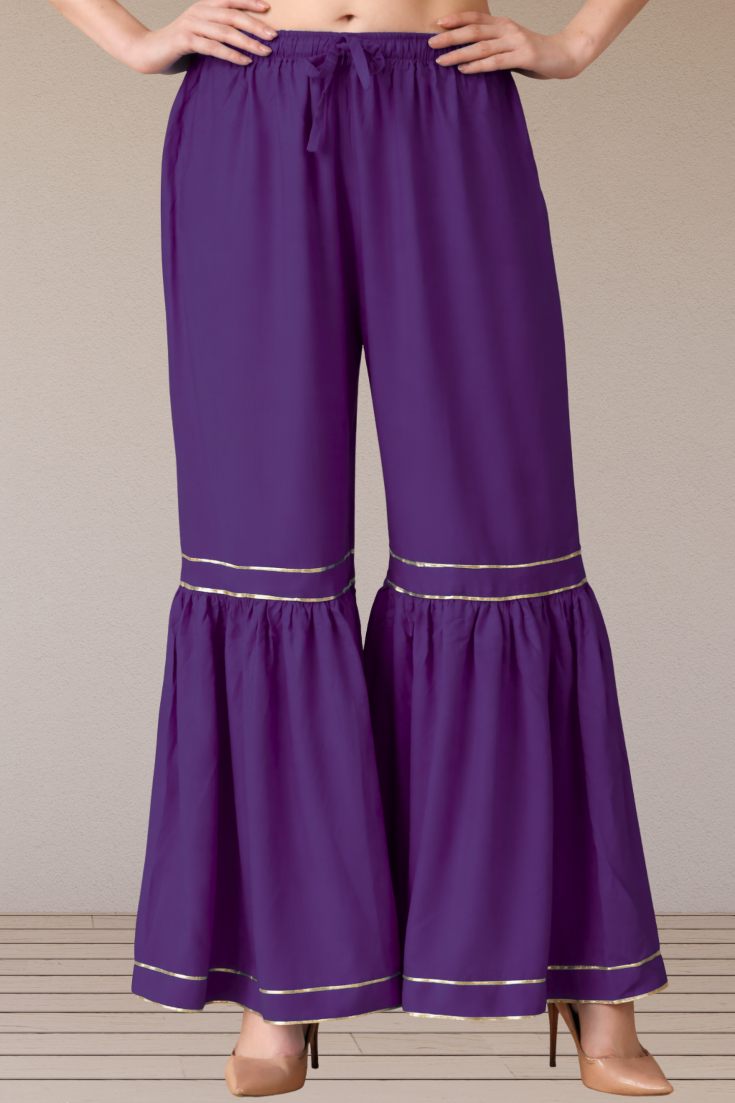 Purple Frilled Rayon Sharara