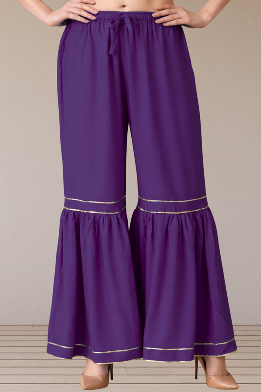 Purple Frilled Rayon Sharara