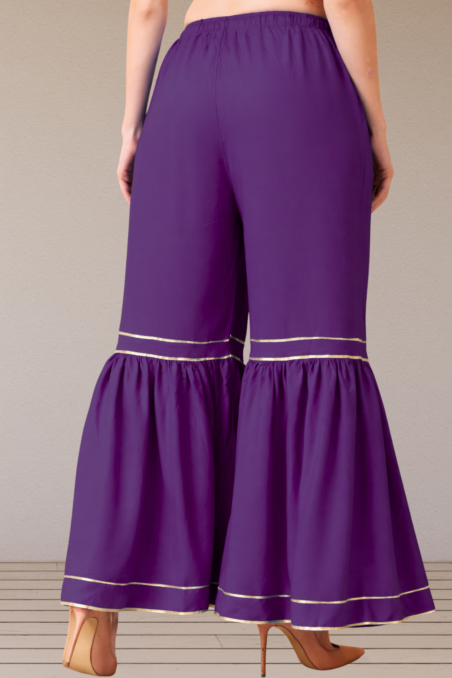 Purple Frilled Rayon Sharara