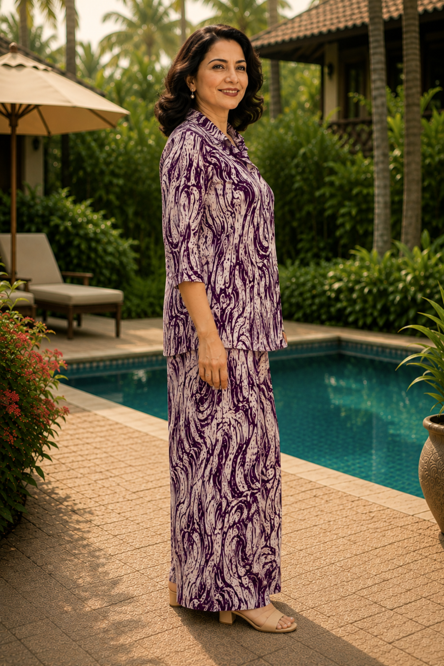 Purple Ripple Printed Co-ord Set