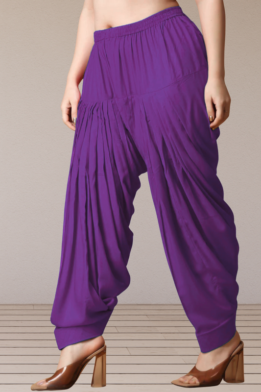 Purple White Rayon Patiala Salwar