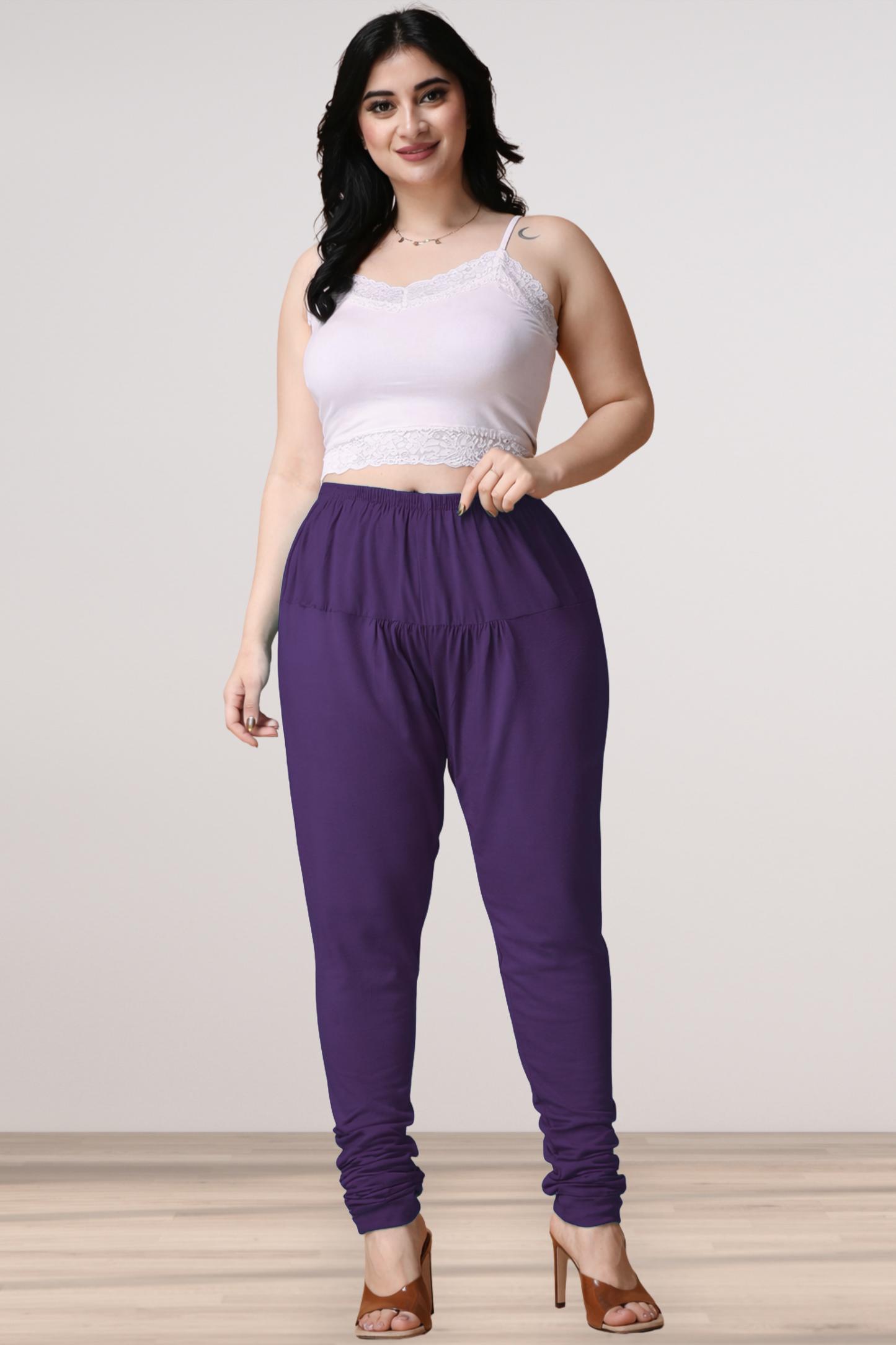 Purple Cotton Churidar Pants