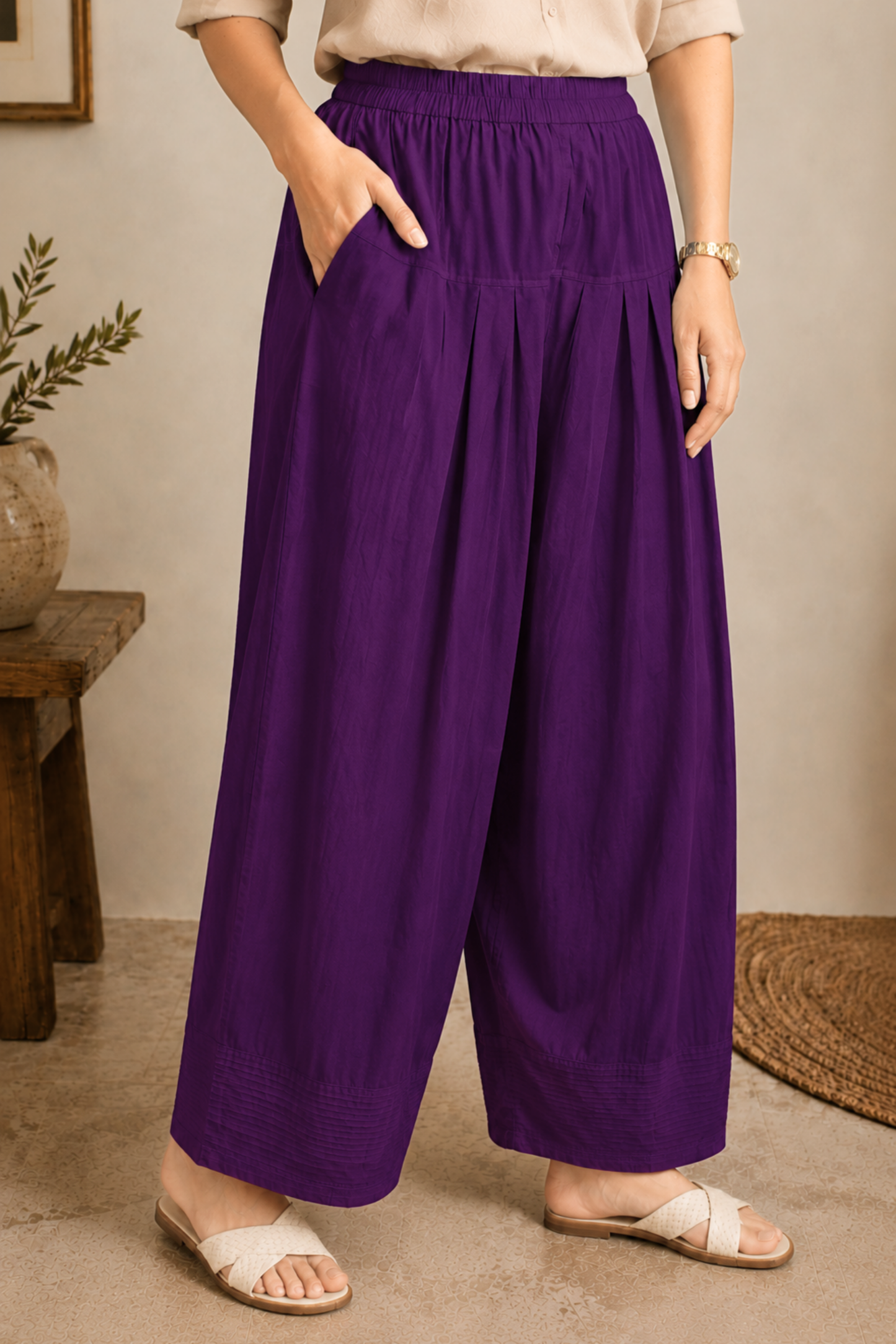 Purple Cotton Farshi Salwar