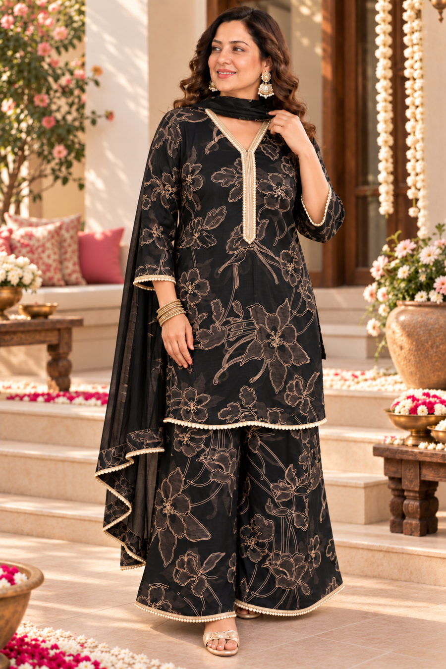 Raat Ki Raani Suit Set With Foiled Print