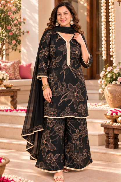 Raat Ki Raani Suit Set With Foiled Print