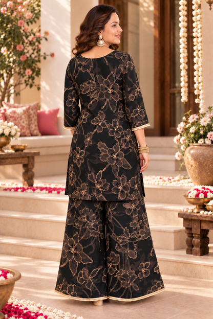 Raat Ki Raani Suit Set With Foiled Print