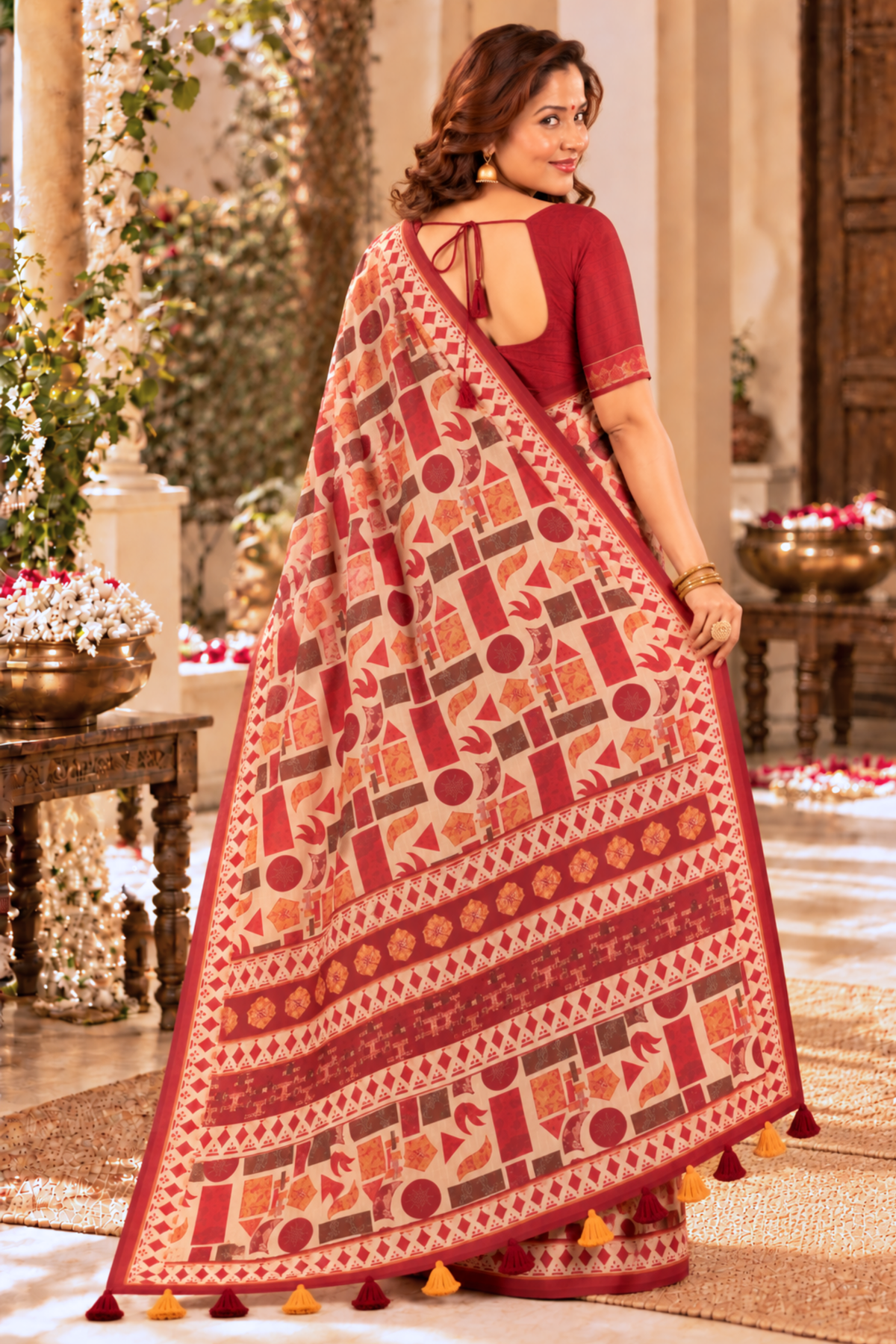 Radhika Printed Saree With 1.5 Mtr Blouse Piece