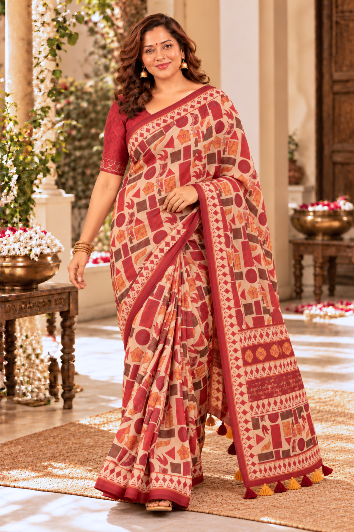 Radhika Printed Saree With 1.5 Mtr Blouse Piece