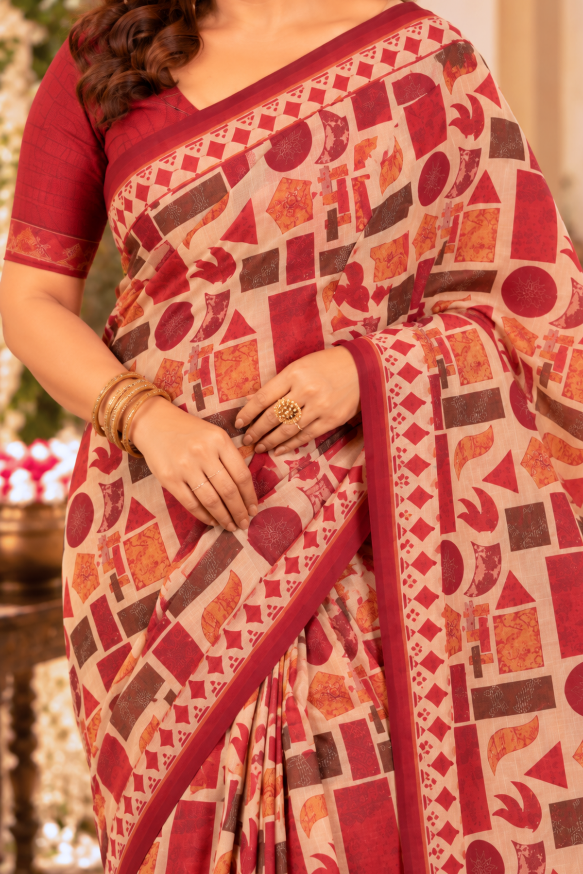 Radhika Printed Saree With 1.5 Mtr Blouse Piece