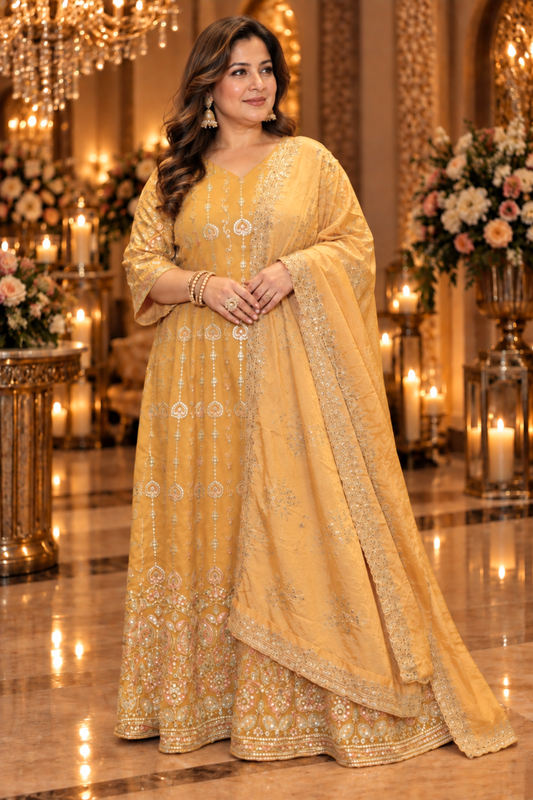 Radiant Realm Embroidered Dress With Dupatta