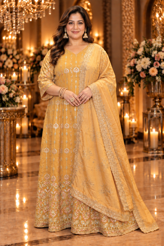 Radiant Realm Embroidered Dress With Dupatta