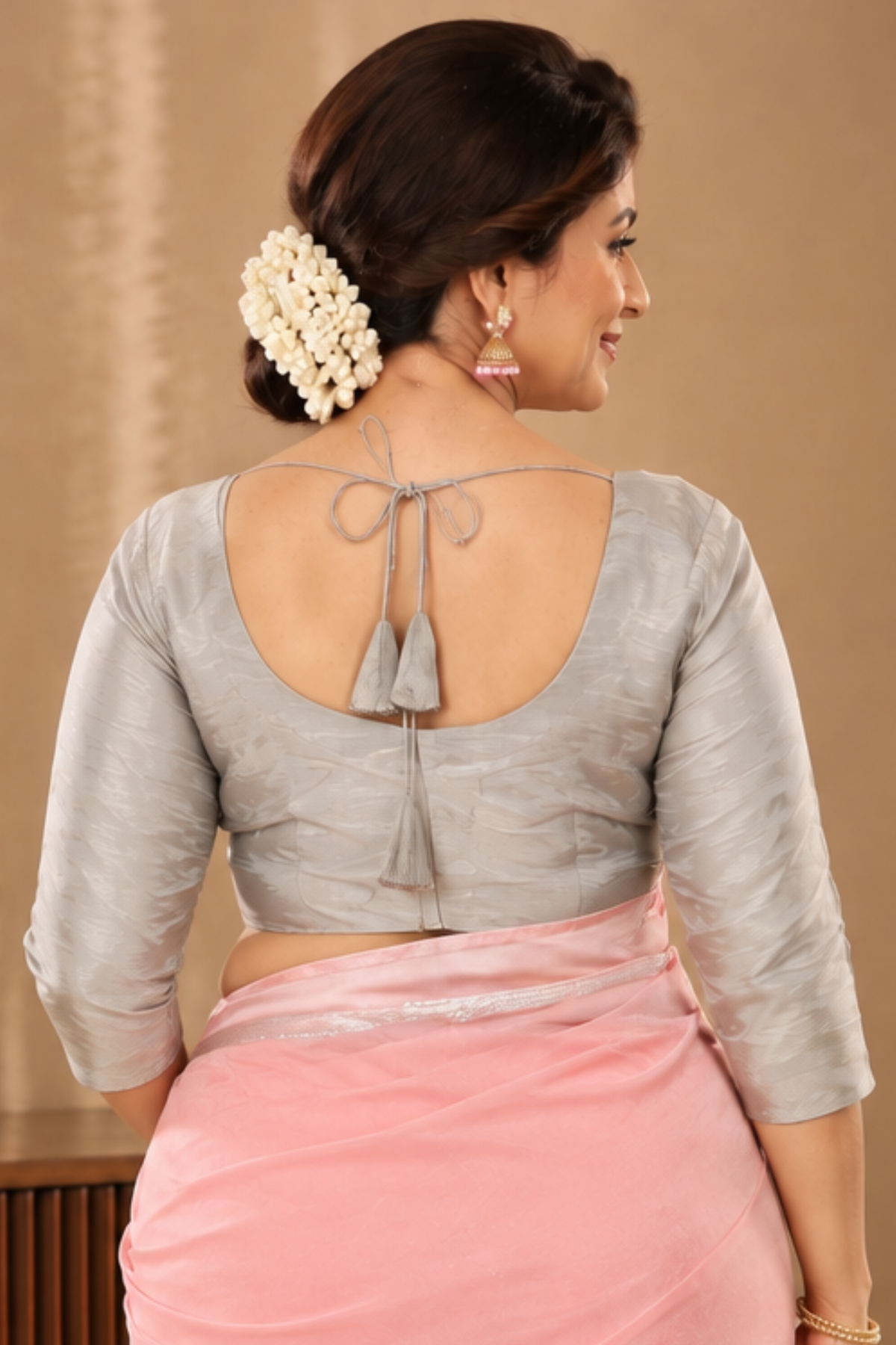 Radiant Silver Silk Blouse