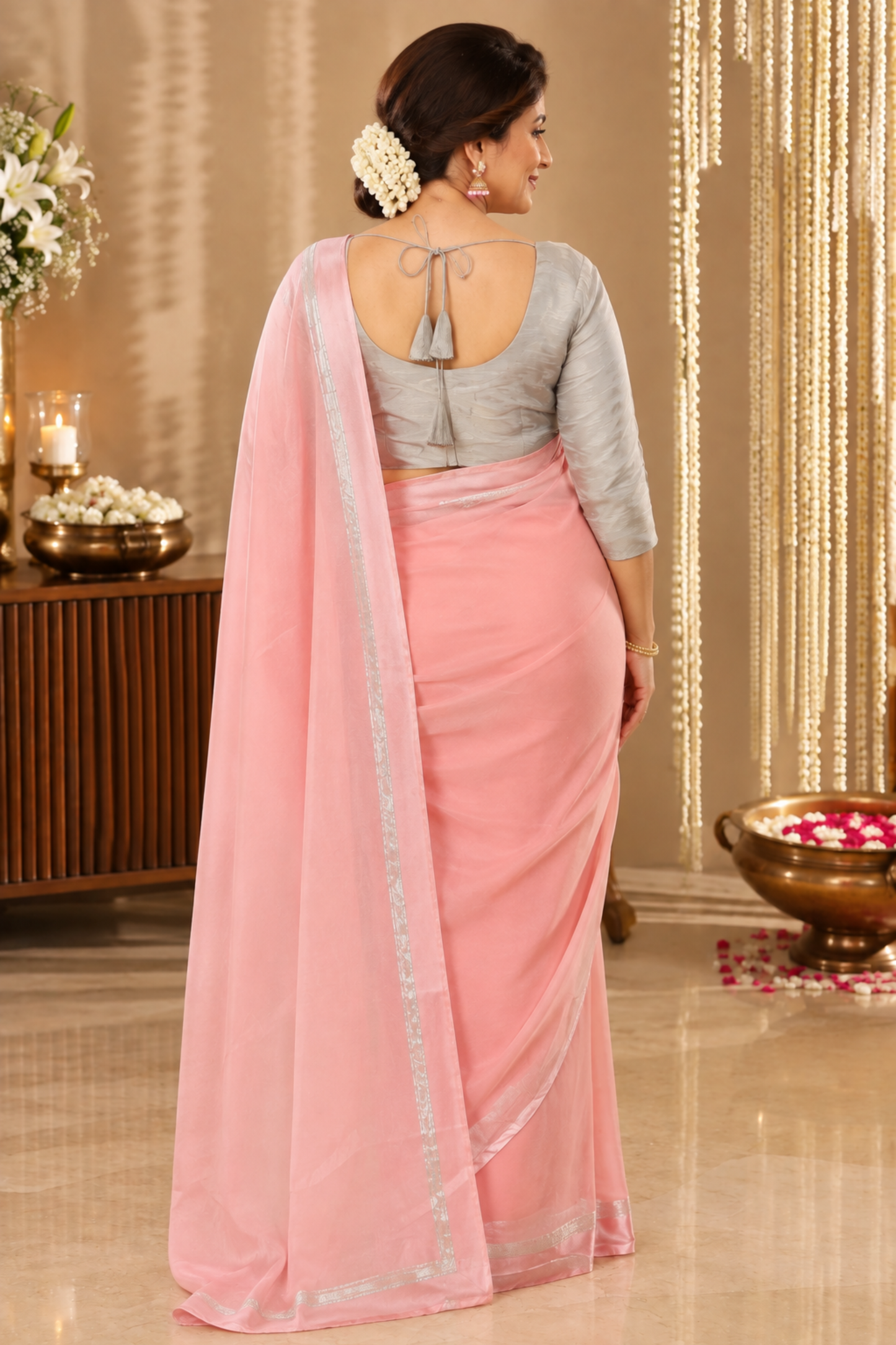 Radiant Silver Silk Blouse