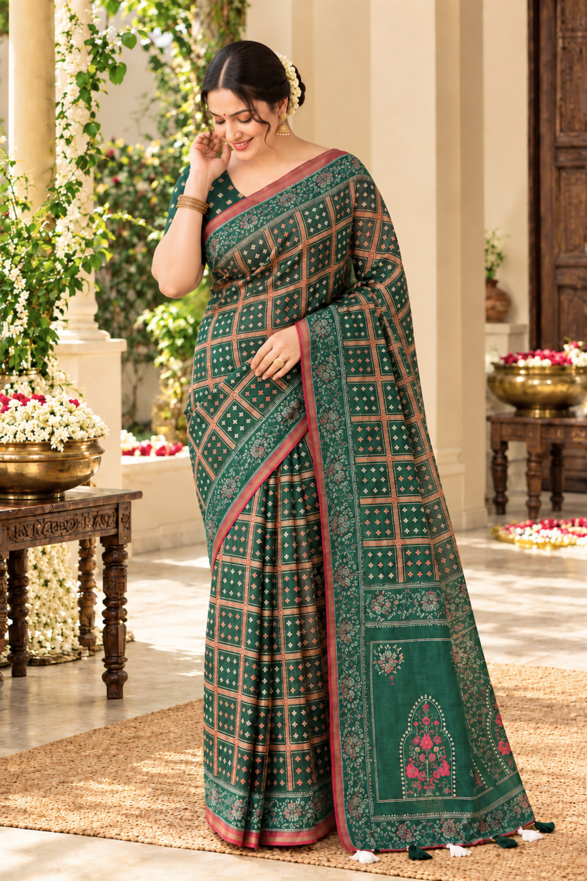 Ragini Printed Saree With 1.5 Mtr Blouse Piece