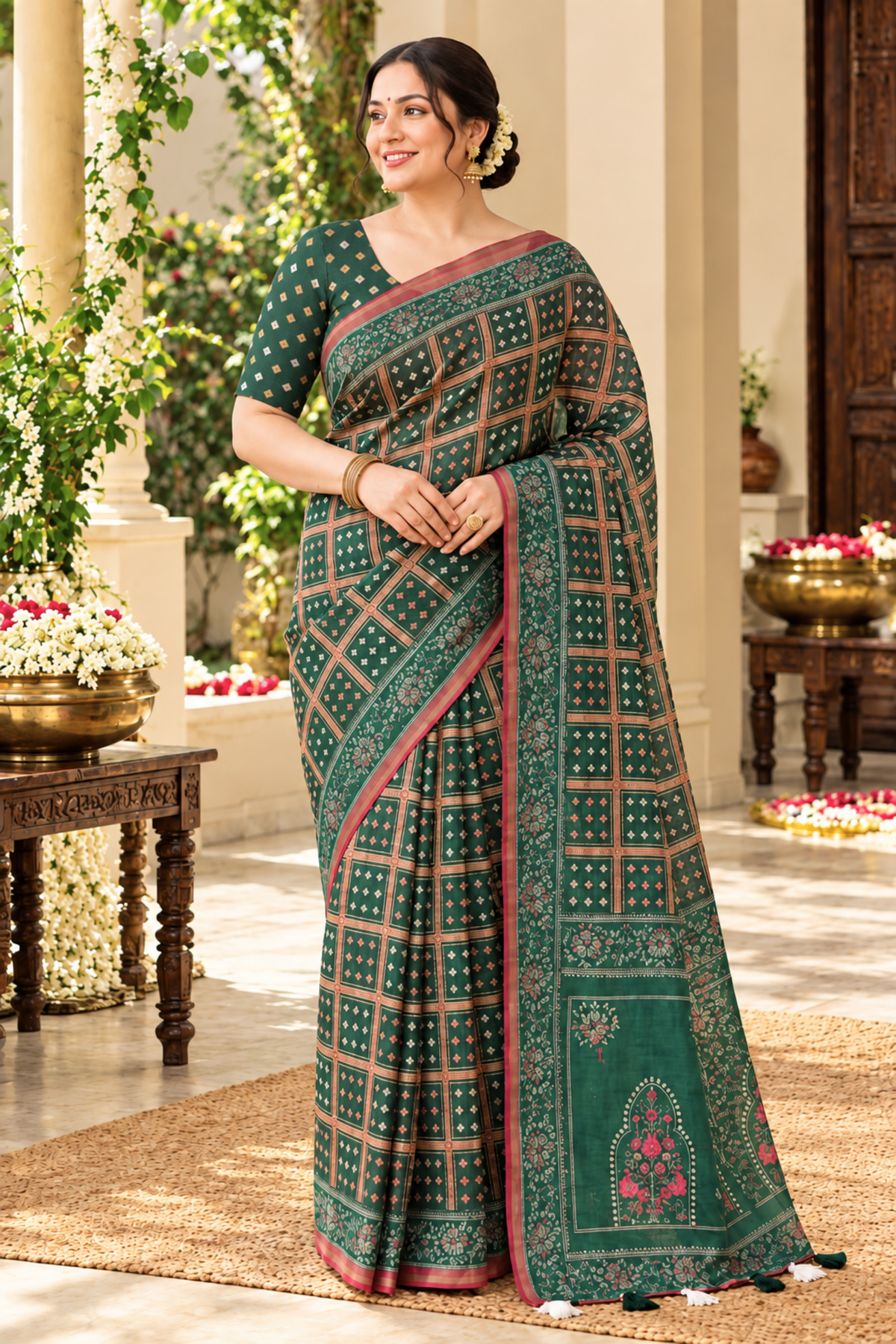 Ragini Printed Saree With 1.5 Mtr Blouse Piece