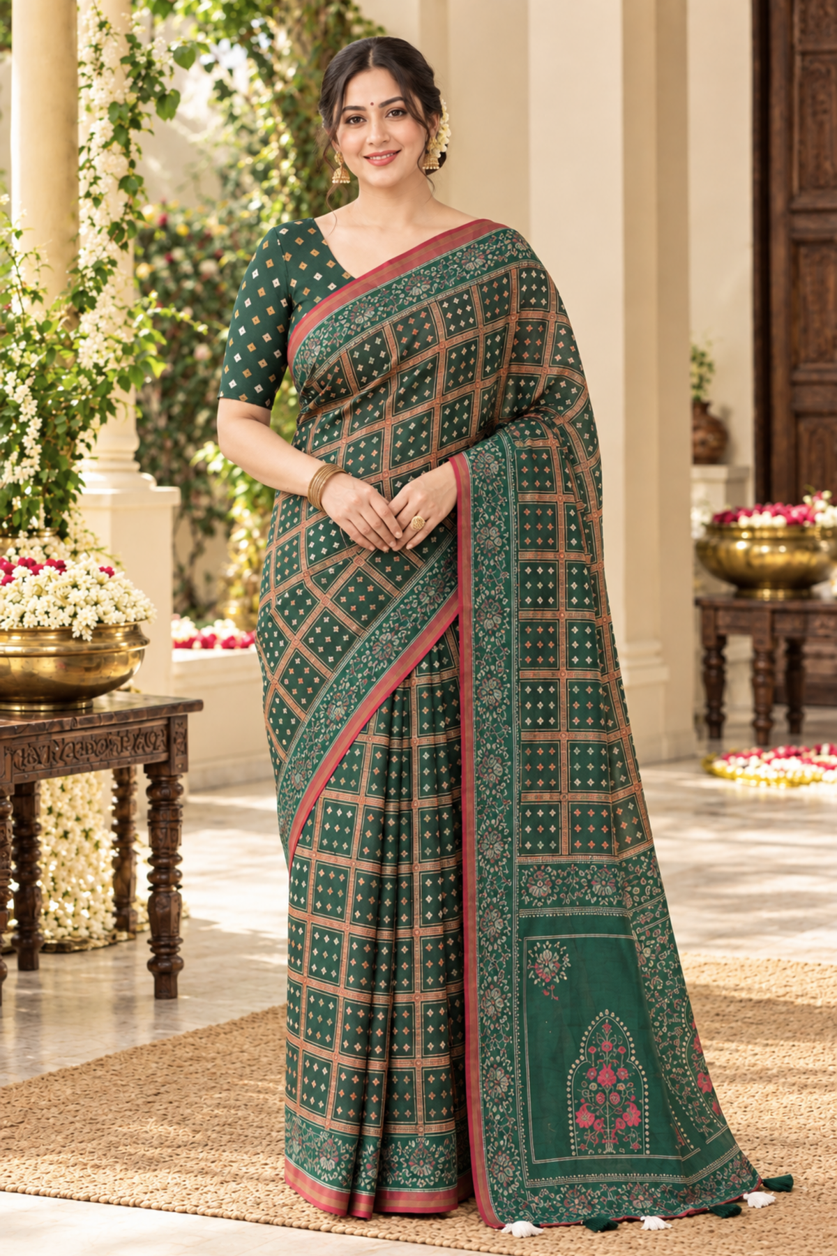 Ragini Printed Saree With 1.5 Mtr Blouse Piece