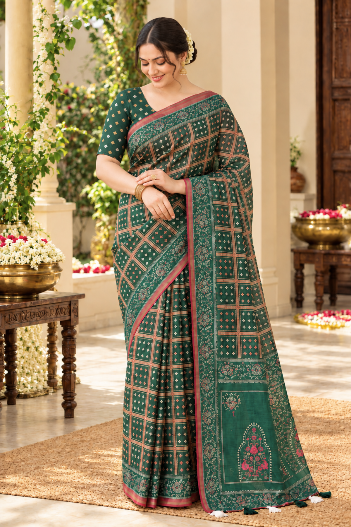 Ragini Printed Saree With 1.5 Mtr Blouse Piece