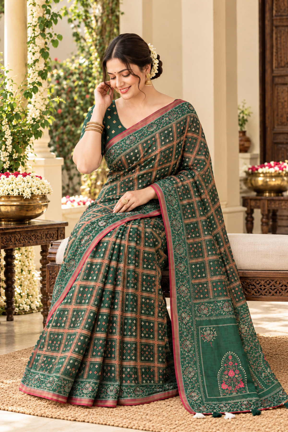 Ragini Printed Saree With 1.5 Mtr Blouse Piece