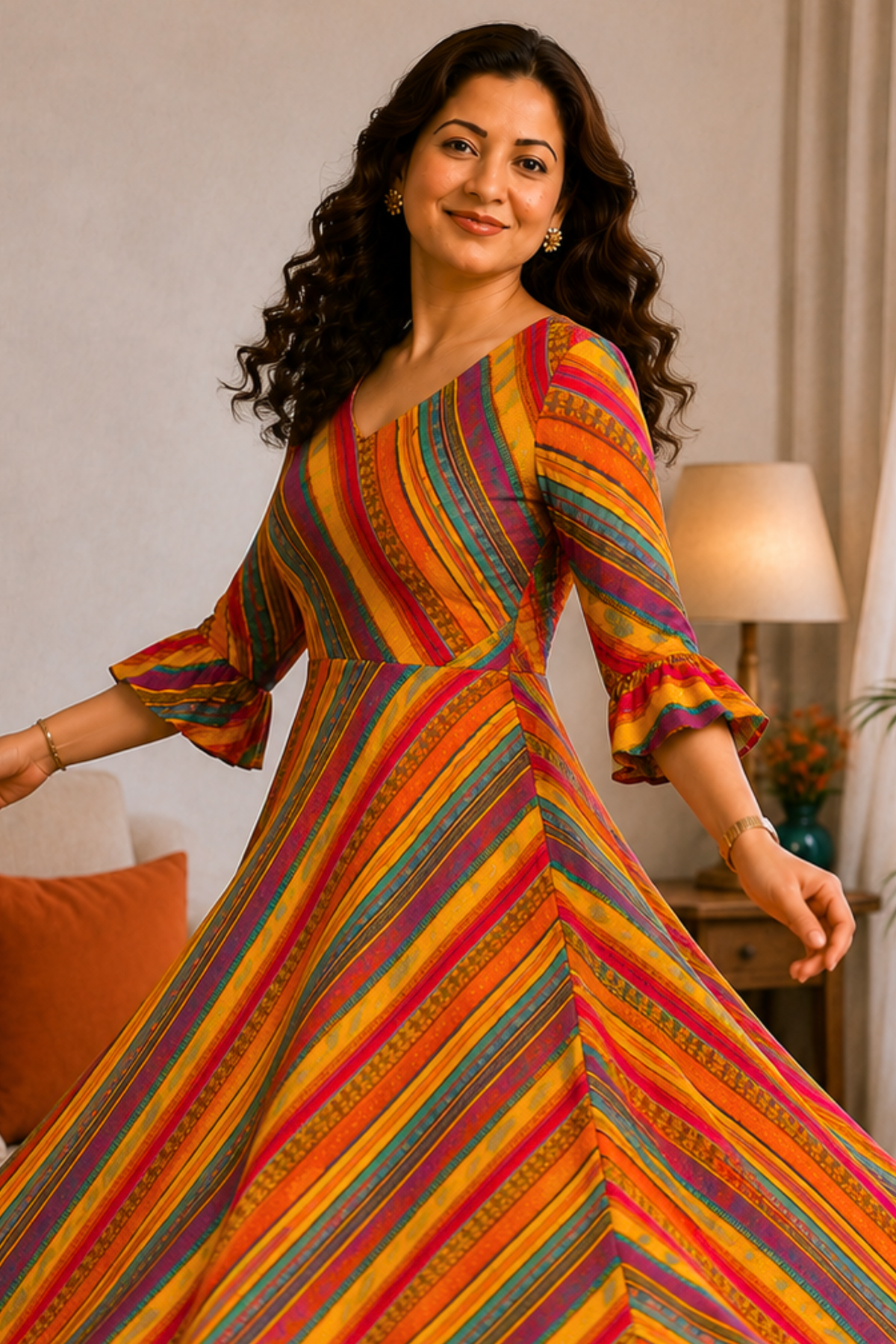 Rainbow Lane Foiled Rayon Dress With Pockets