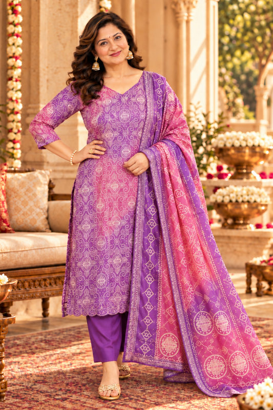 Rangila Mann Bandhej Suit Set