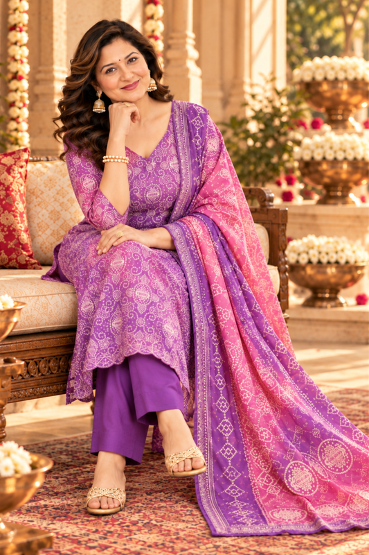 Rangila Mann Bandhej Suit Set