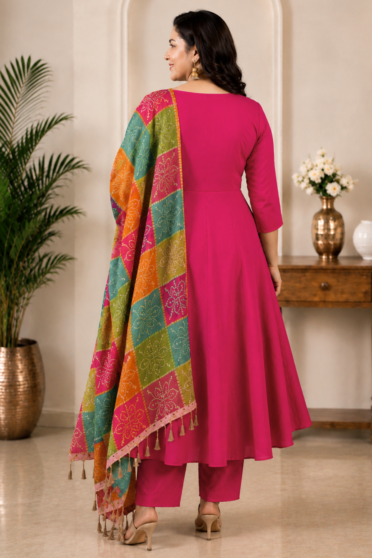 Rani Aabha Rayon Anarkali Set