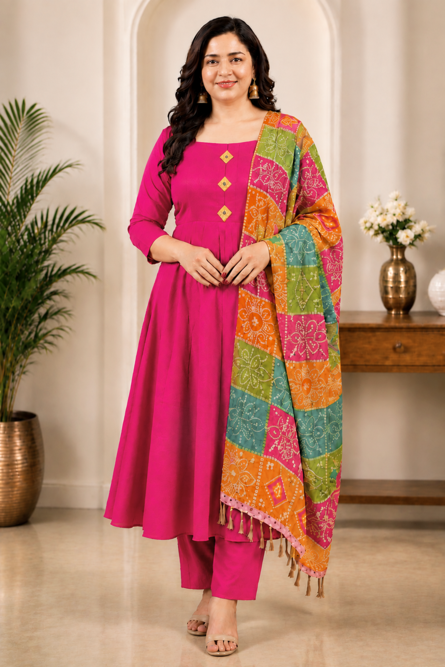 Rani Aabha Rayon Anarkali Set