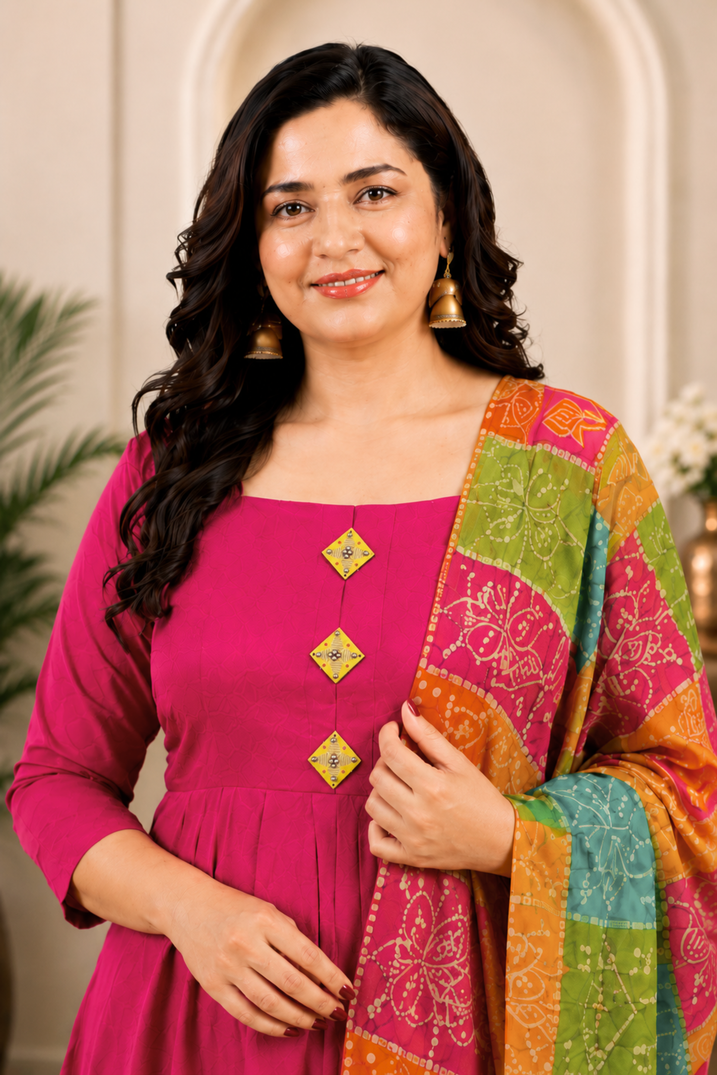 Rani Aabha Rayon Anarkali Set