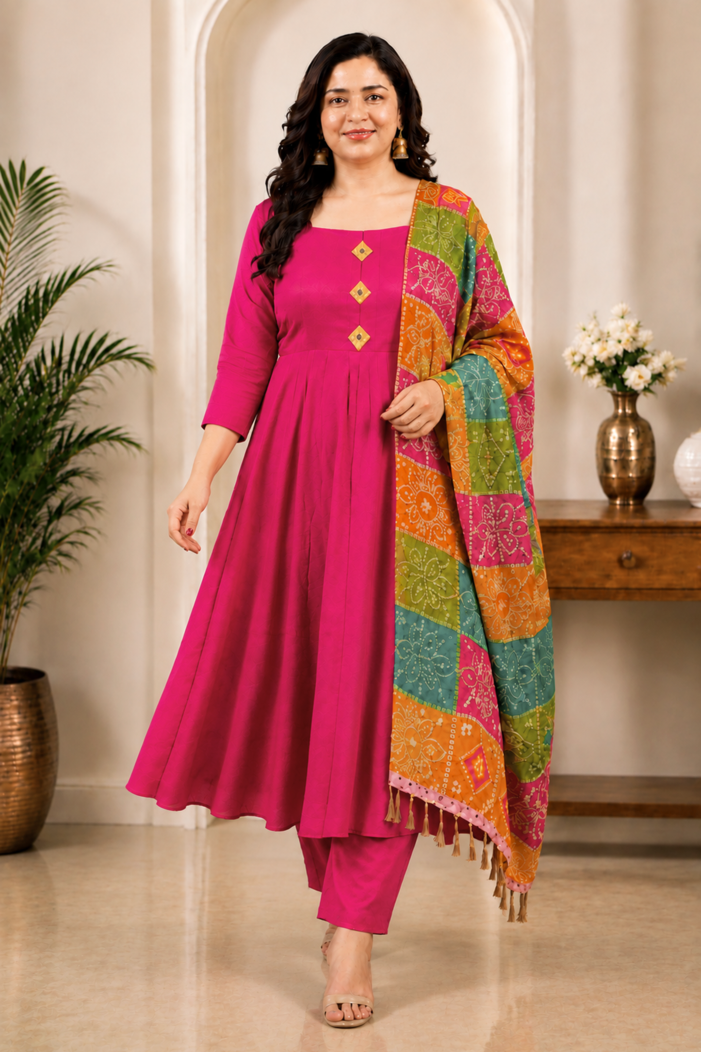Rani Aabha Rayon Anarkali Set